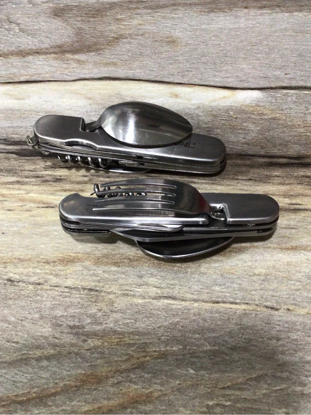 Sold! 2pc Ozark Trail Camping Utensil Multi Tool Spoon Fork Knife Corkscrew